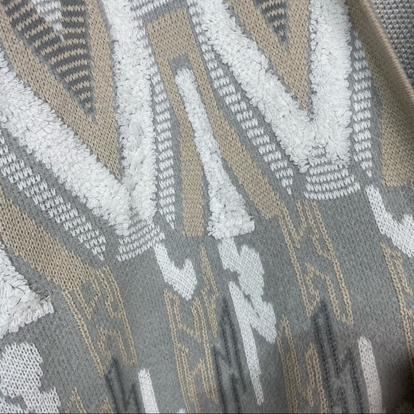 Kerisma gray cream ivory tribal design open front draped cardigan one size - Picture 3 of 7